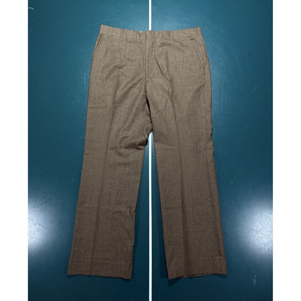 Vintage Corbin Dress Pants Men's 38x30 Prime Flannel 100% Wool Trousers Brown